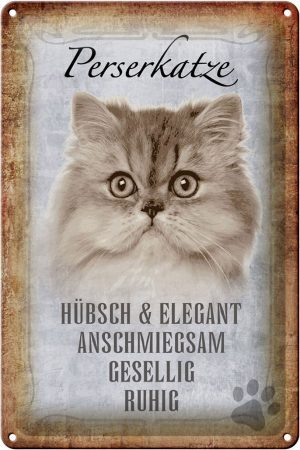 Schild Blech 20x30cm - Made in Germany - Spruch Perserkatze Katze hübsch Metall Deko Schild