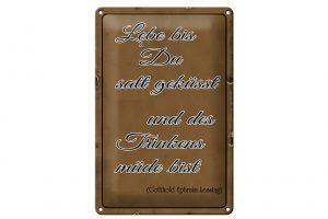 Schild Blech 20x30cm - Made in Germany - Spruch lebe bis Du satt geküsst Trinken