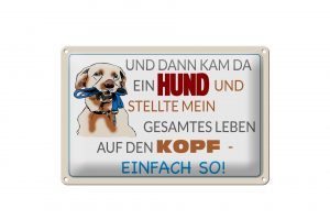 Schild Blech 30x20cm - Made in Germany - Spruch und dann kam da ein Hund