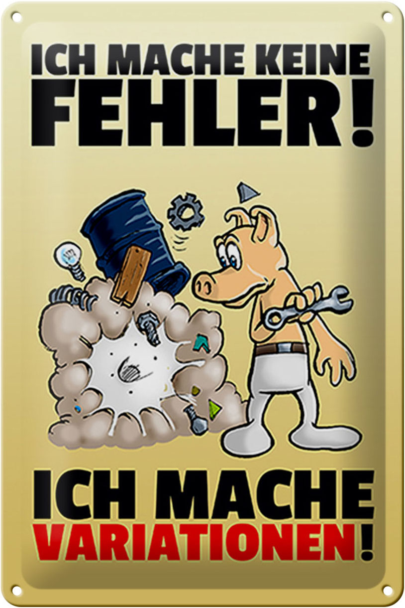 Schild Blech 20x30 cm - Made in Germany - keine Fehler mache Variationen Metall Deko Schild