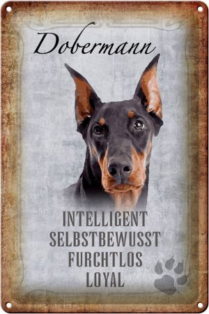 Schild Blech 20x30cm - Made in Germany - Spruch Dobermann Hund loyal Metall Deko Schild