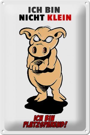 Schild Blech 20x30 cm - Made in Germany - Bin nicht klein bin platzsparend Metall Deko Schild