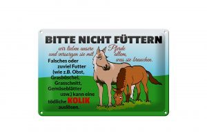 Schild Blech 30x20cm - Made in Germany - kann Kolik auslösen Metall Deko Schild