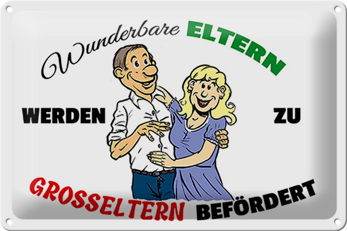 Schild Blech 30x20 cm - Made in Germany - wunderbare Eltern werden Großeltern Metall Deko Schild