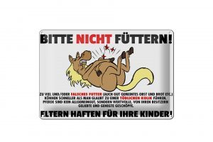 Schild Blech 20x30cm - Made in Germany - Hinweis Bitte nicht füttern Eltern haften für Kinder Metall Deko Schild