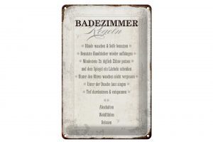 Schild Blech 20x30cm - Made in Germany - Spruch Badezimmer Regeln Haus Metall Deko Blechschild