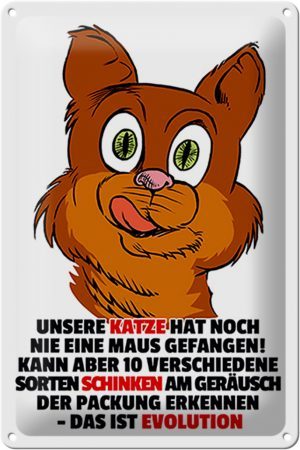 Schild Blech 20x30 cm - Made in Germany - Katze hat noch nie Maus gefangen Metall Deko Schild