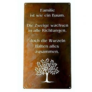 Dekoschild mit Familien Spruch Baum | Garten Rost Schild