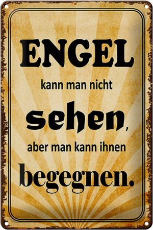 Schild Blech 20x30cm - Made in Germany - Spruch Engel kann man nicht sehen Metall Deko Blechschild