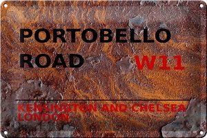 Schild Blech 30x20cm - Made in Germany - London Portobello Road W11 Kensington Metall Deko Blechschild