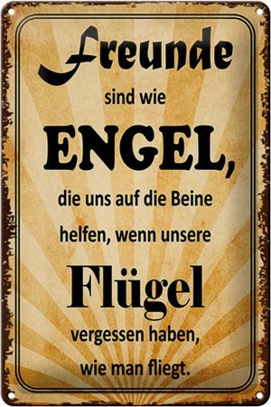 Schild Blech 20x30cm - Made in Germany - Spruch Freunde sind wie Engel die uns Metall Deko Blechschild