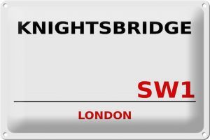 Schild Blech 30x20cm - Made in Germany - London Knightsbridge SW1 Metall Deko Blechschild