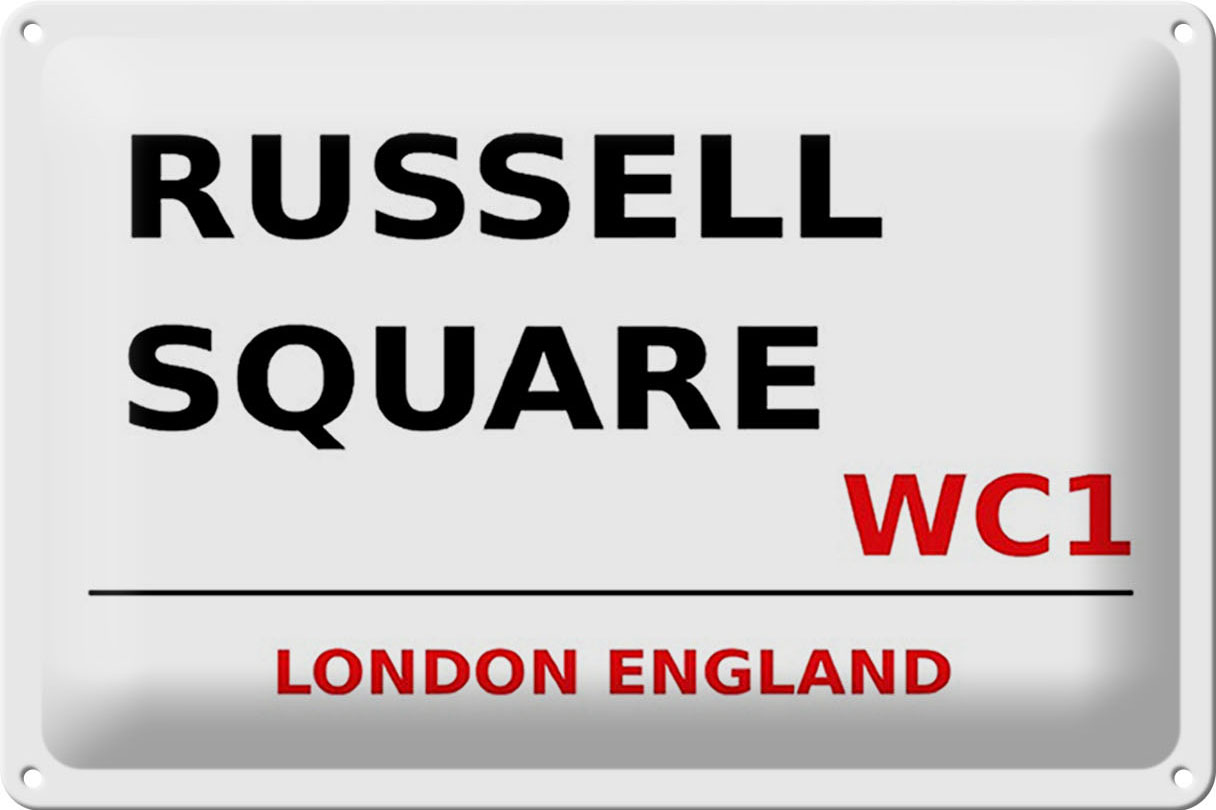 Schild Blech 30x20cm - Made in Germany - London Russell Square WC1 Metall Deko Blechschild