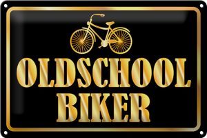 Schild Blech 30x20cm - Made in Germany - Spruch Oldscholl Biker Metall Deko Blechschild