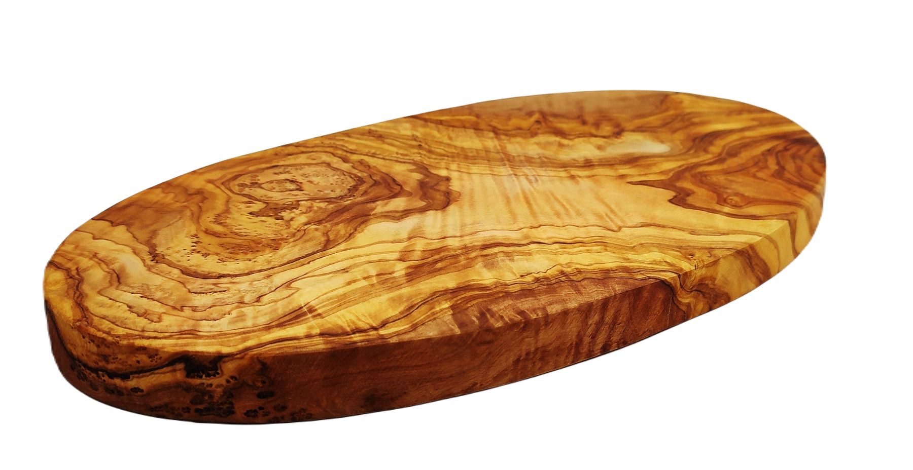 Handgemachtes Frühstücksbrett aus Olivenholz - 30 cm oval, robust und optisch ansprechend – Bild 2