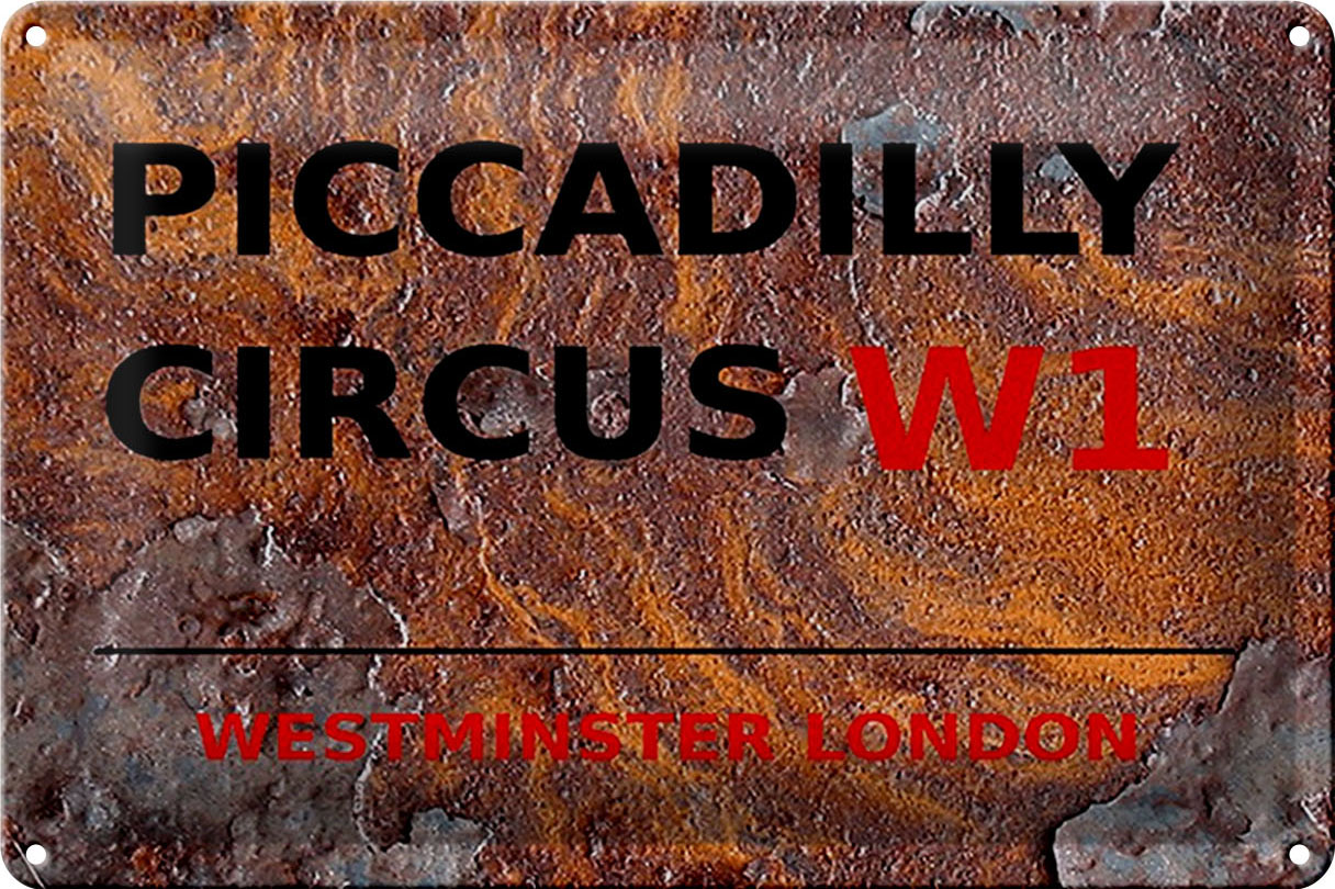 Schild Blech 30x20cm - Made in Germany - London Westminster Piccadilly Circus W1 Metall Deko Blechschild