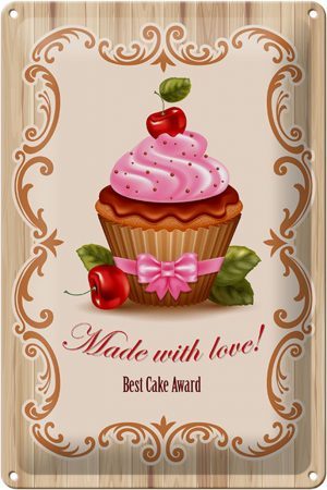 Schild Blech 20x30cm - Made in Germany - Essen best Cupcake award with Love Metall Deko Blechschild