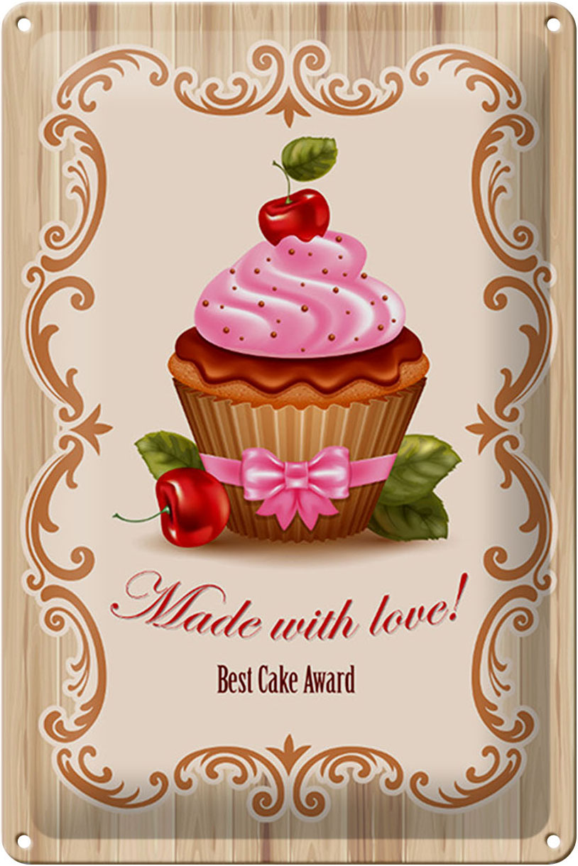 Schild Blech 20x30cm - Made in Germany - Essen best Cupcake award with Love Metall Deko Blechschild