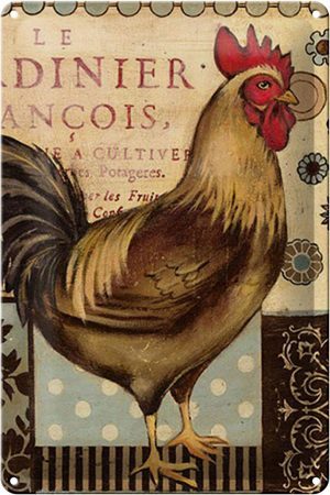 Schild Blech 20x30cm - Made in Germany - Spruch Nostalgie Huhn Vintage Antik Metall Deko Blechschild