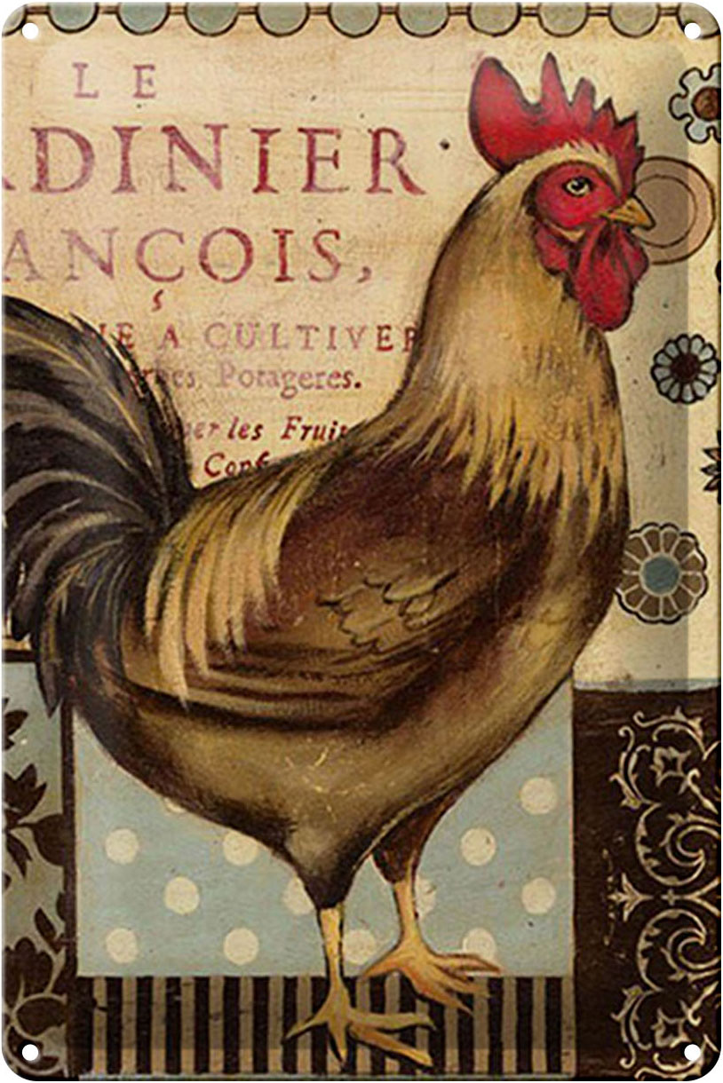 Schild Blech 20x30cm - Made in Germany - Spruch Nostalgie Huhn Vintage Antik Metall Deko Blechschild