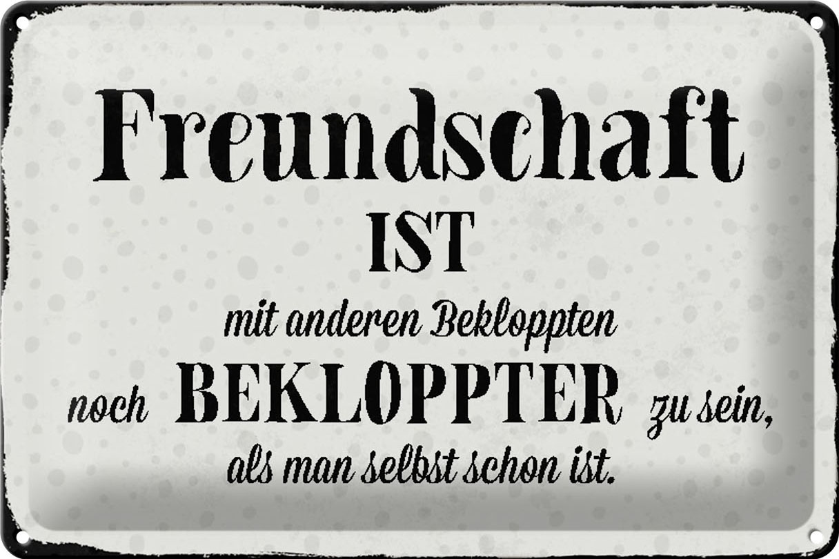 Schild Blech 30x20cm - Made in Germany - Spruch Spruch Freundschaft ist bekloppter sein Metall Deko Blechschild