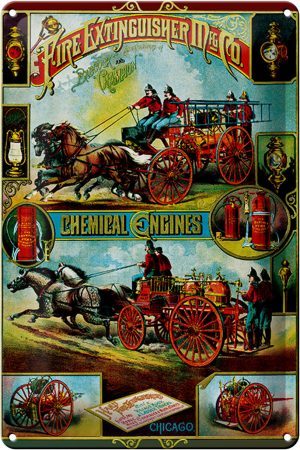 Schild Blech 20x30cm - Made in Germany - Chigaco Fire Extinguisher Chemical Metall Deko Blechschild