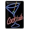 Schild Blech 20x30cm - Made in Germany - Cocktails Neon Strohhalm Metall Deko Blechschild
