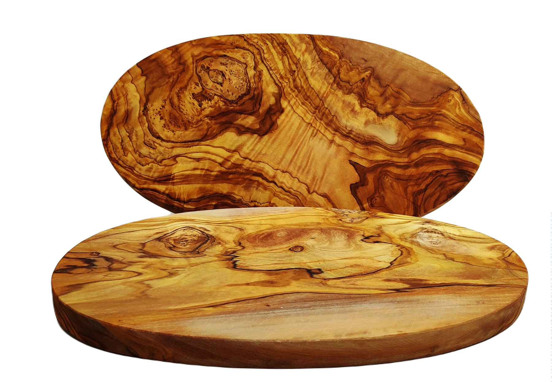 Handgemachtes Frühstücksbrett aus Olivenholz - 30 cm oval, robust und optisch ansprechend