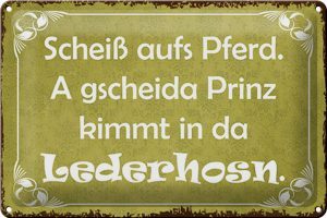 Schild Blech 30x20cm - Made in Germany - Spruch scheiß aufs Pferd Prinz kommt Metall Deko Blechschild