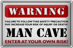 Schild Blech 30x20cm - Made in Germany - Spruch Warning man cave enter at Metall Deko Blechschild