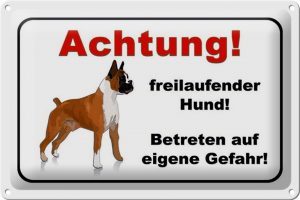 Schild Blech 30x20cm - Made in Germany - Achtung freilaufender Hund Gefahr Metall Hinweis Blechschild