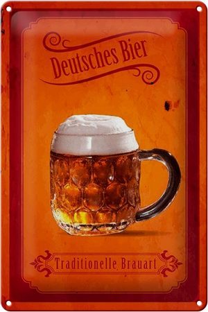 Schild Blech 20x30cm - Made in Germany - Spruch Deutsches Bier traditionelle Metall Deko Blechschild