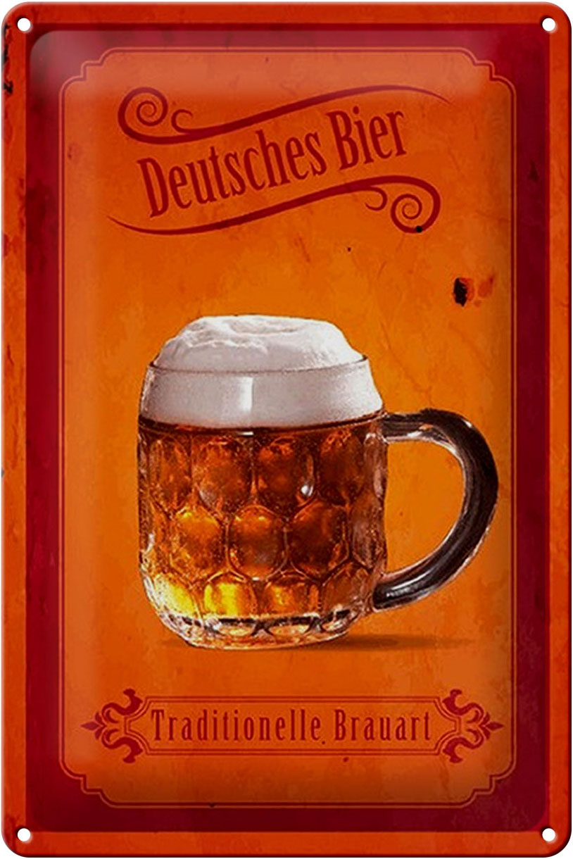 Schild Blech 20x30cm - Made in Germany - Spruch Deutsches Bier traditionelle Metall Deko Blechschild