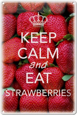 Schild Blech 20x30cm - Made in Germany - Spruch Keep Calm and eat strawberries Metall Deko Blechschild