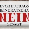 Schild Blech 30x20cm - Made in Germany - Spruch meine Katze hat nein gesagt Metall Deko Blechschild