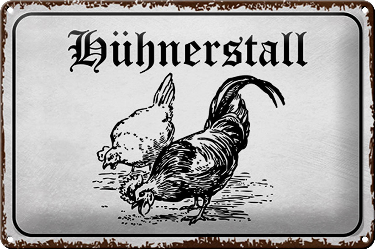 Schild Blech 30x20cm - Made in Germany - Hühnerstall Huhn Bauernhof Metall Deko Blechschild