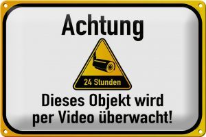 Schild Blech 30x20cm - Made in Germany - Achtung dieses Objekt videoüberwacht Metall Hinweis Blechschild