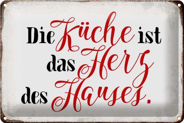 Schild Blech 30x20cm - Made in Germany - Spruch Küche Herz des Hauses Metall Deko Blechschild