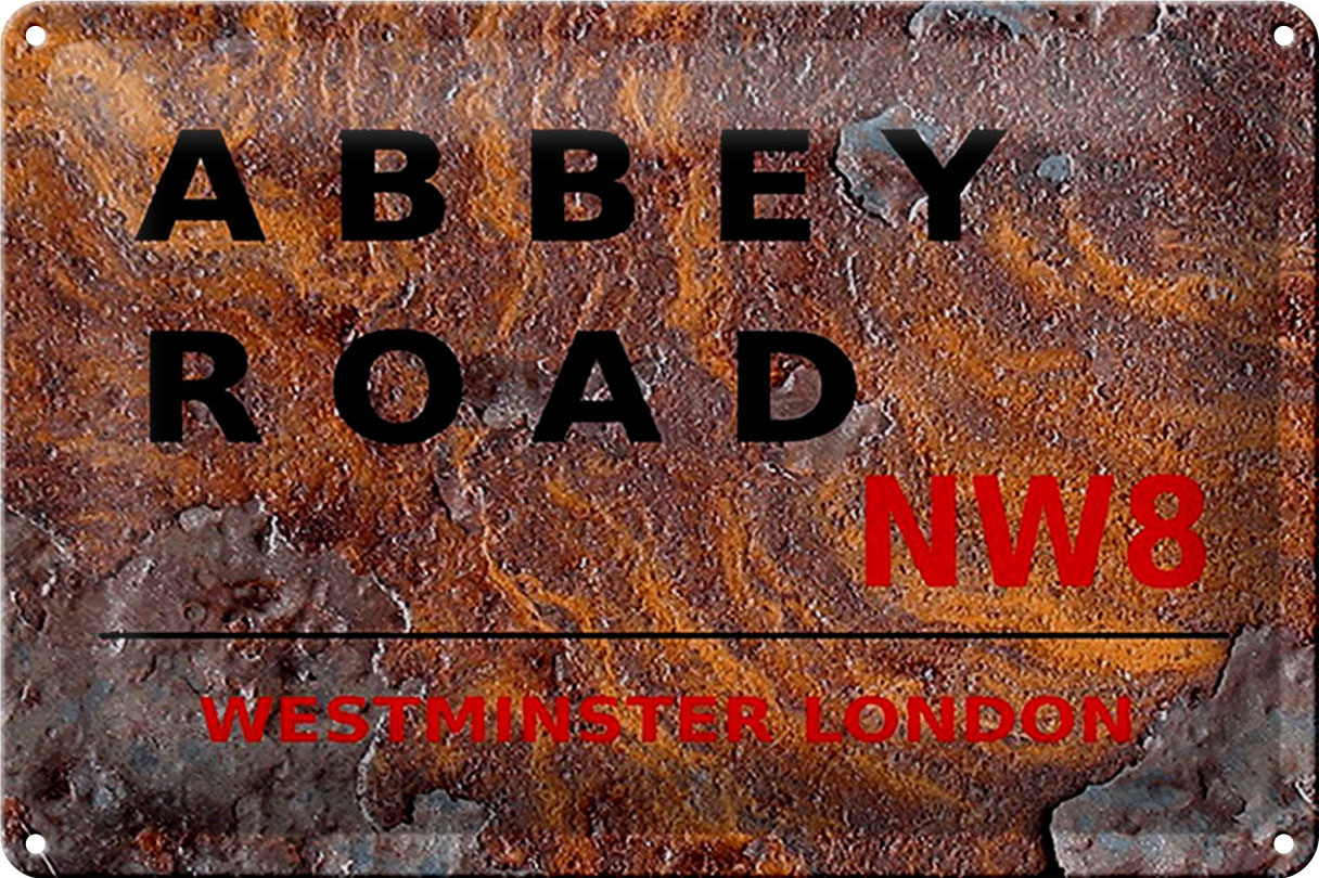 Schild Blech 30x20cm - Made in Germany - London Abbey Road NW8 Rost Metall Deko Blechschild