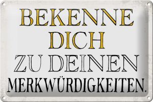 Schild Blech 30x20cm - Made in Germany - Spruch bekenne dich Merkwürdigkeiten Metall Deko Blechschild
