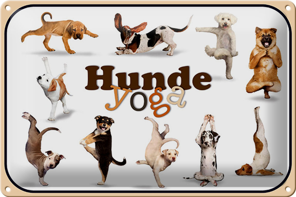 Schild Blech 30x20cm - Made in Germany - Katze Hunde Yoga Metall Deko Blechschild
