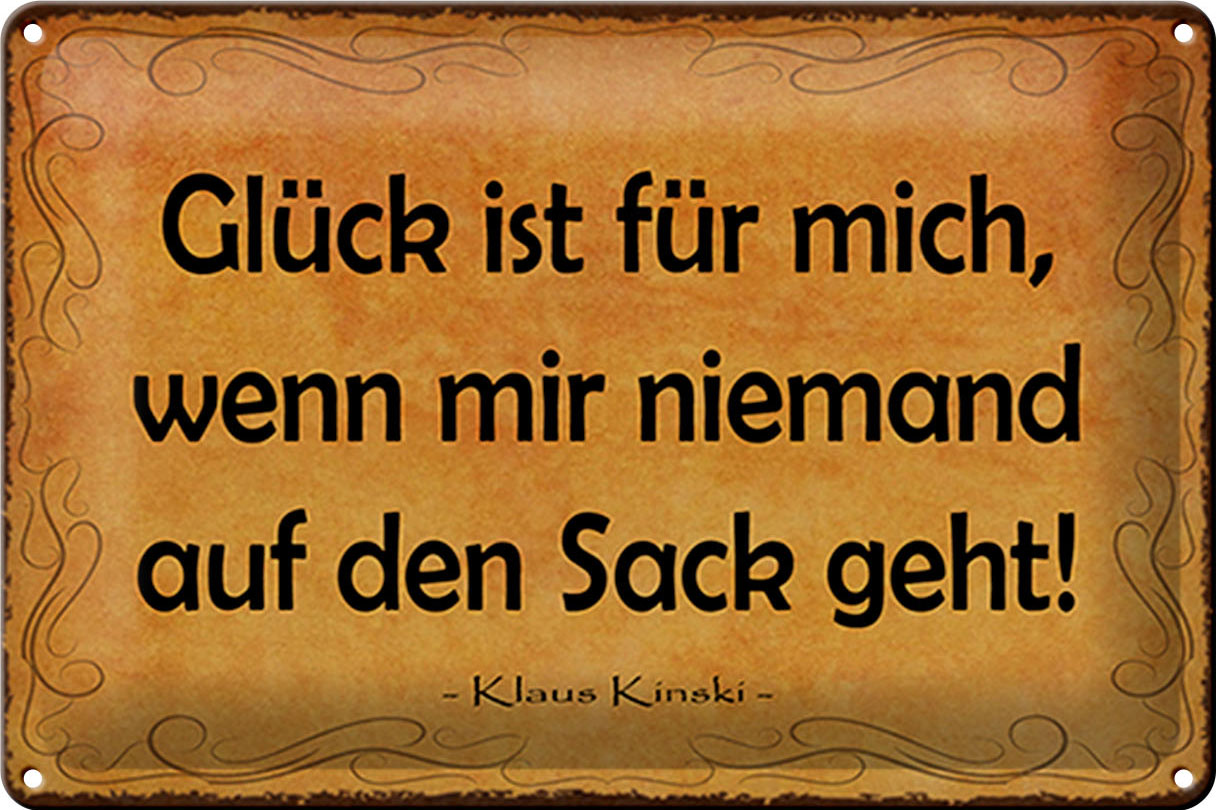 Schild Blech 30x20cm - Made in Germany - Spruch Glück wenn niemand auf den Sack Metall Deko Blechschild