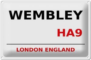 Schild Blech 30x20cm - Made in Germany - London England Wembley HA9 Metall Deko Blechschild