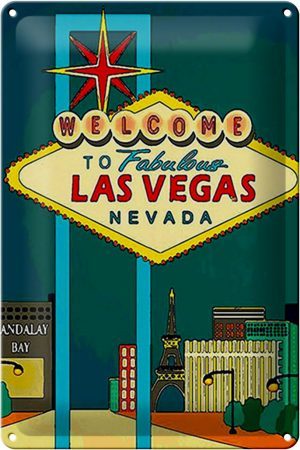 Schild Blech 20x30cm - Made in Germany - Spruch welcome to fabulous las vegas Metall Deko Blechschild