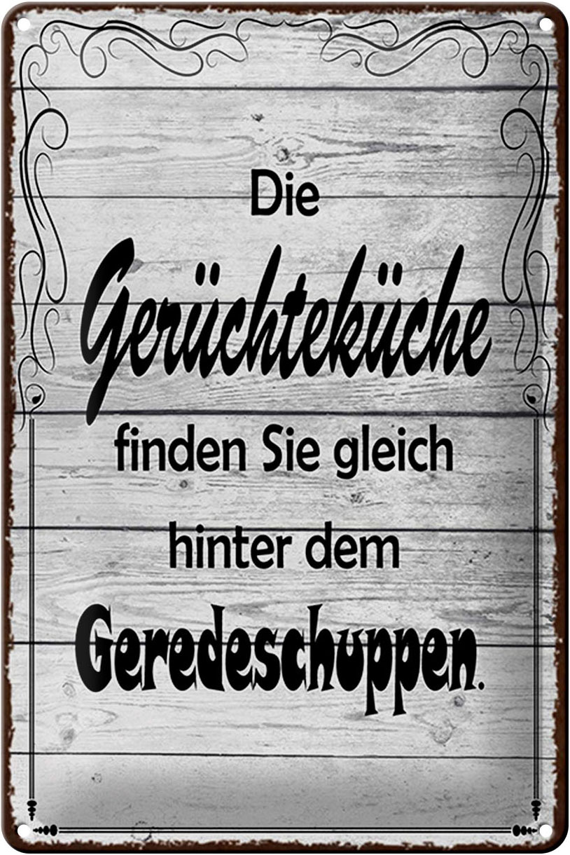 Schild Blech 20x30cm - Made in Germany - Spruch Gerüchteküche Geredeschuppen Metall Deko Blechschild