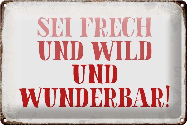 Schild Blech 30x20cm - Made in Germany - Spruch sei frech und wild und wunderbar Metall Deko Blechschild – Bild 2