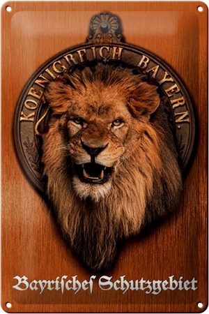 Schild Blech 20x30cm - Made in Germany - Spruch Königreich Bayern Löwe Metall Deko Blechschild