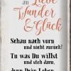 Schild Blech 20x30cm - Made in Germany - Spruch glaube an Liebe Wunder Glück Metall Deko Blechschild