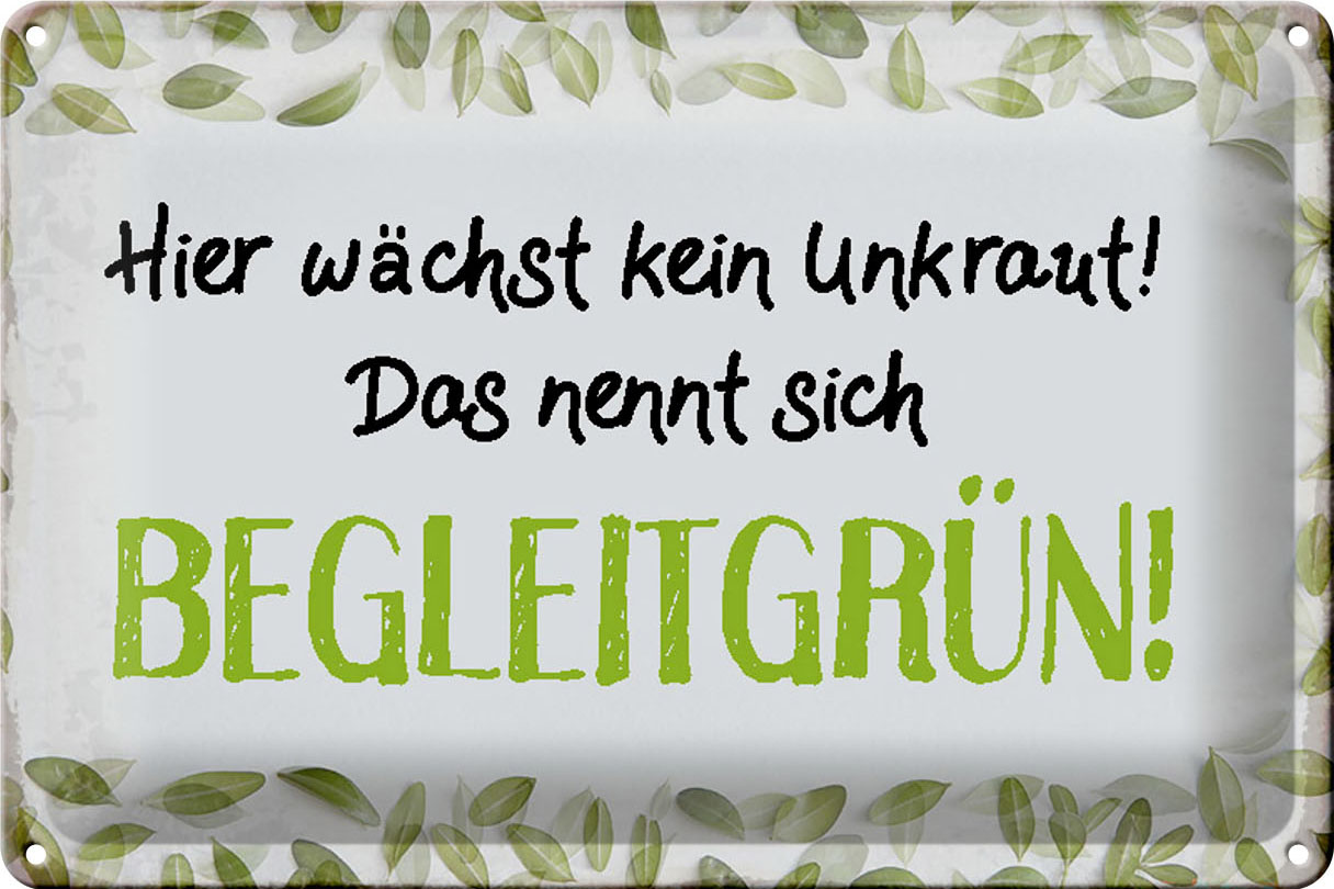 Schild Blech 30x20cm - Made in Germany - Spruch wächst kein Unkraut Begleitgrün Metall Deko Blechschild