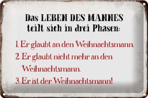 Schild Blech 30x20cm - Made in Germany - Spruch das Leben des Mannes 3 Phasen Metall Deko Blechschild